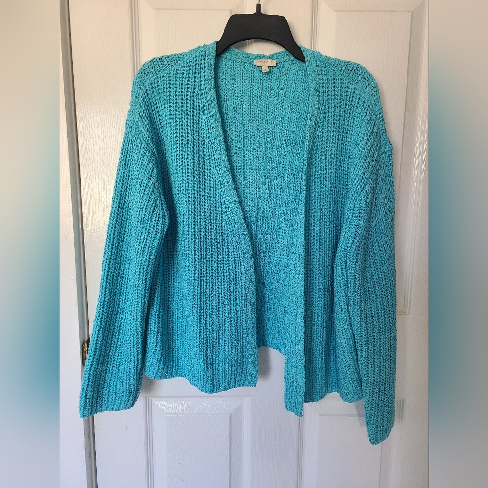 Talbots Vibrant Blue Open-Front Cardigan